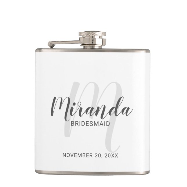 Cantil Flask de Bridesmaid Personalizado de Script Modern (Frente)