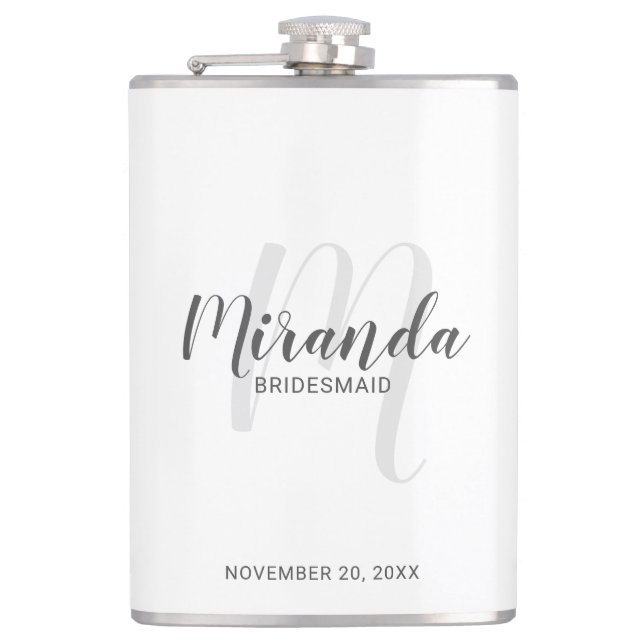 Cantil Flask de Bridesmaid Personalizado de Script Modern (Frente)