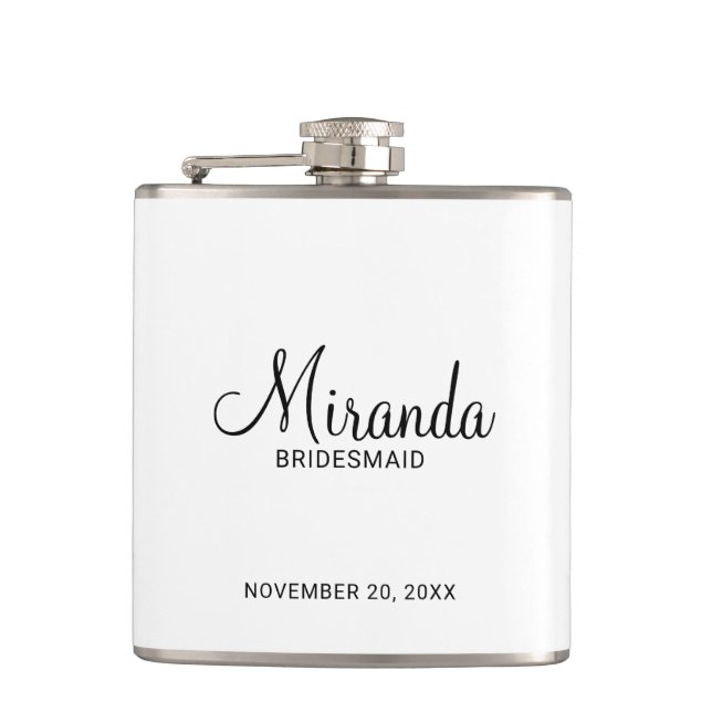 Cantil Flask de Bridesmaid Personalizado de Script Modern (Frente)
