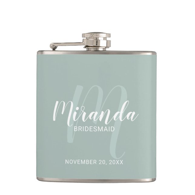Cantil Flask de Bridesmaid Personalizado de Script Modern (Frente)