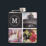 Cantil Flask de Foto Personalizado do Instagram 7<br><div class="desc">Balão personalizado com espaço para 7 fotos em forma quadrada e um monograma.</div>