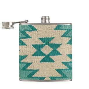 Cantil Flask In Teal Southwestern Weave Trabalho de arte