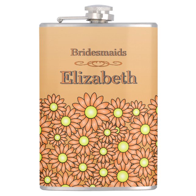 Cantil Flask Laranja-Bridesmaid Vibrante (Frente)