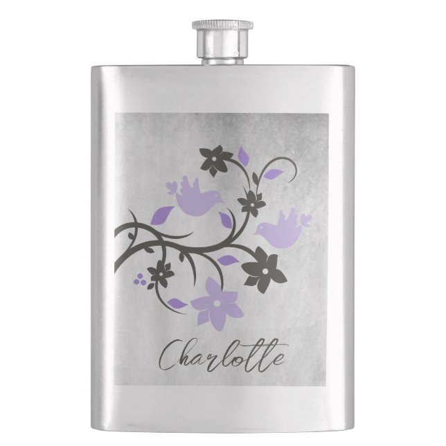 Cantil Flask Personalizado de Aves Roxas (Frente)