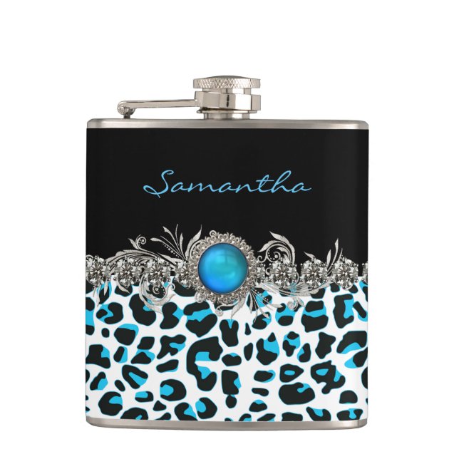 Cantil Flask Personalizado de Impressão Leopardo de Neve  (Frente)