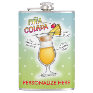 CANTIL FLASK PERSONALIZADO, PINA COLADA RECIPE COCKTAIL