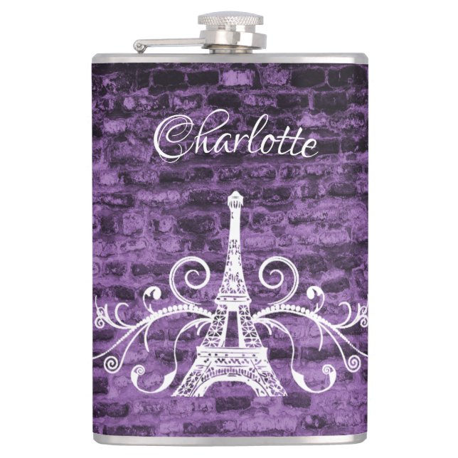 Cantil Flask Roxo Eiffel Tower (Frente)