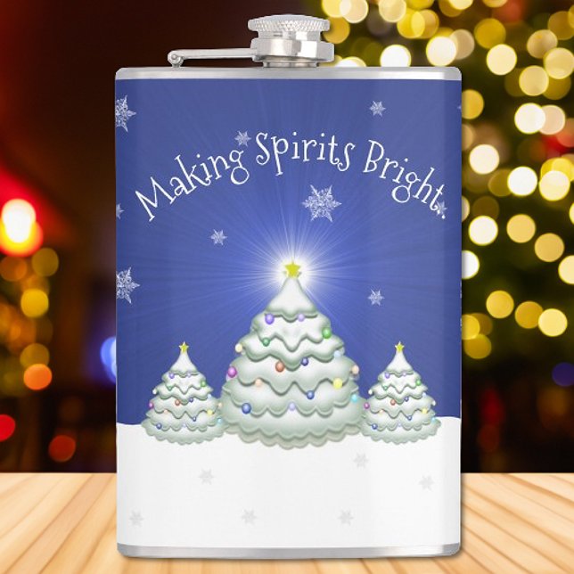 Cantil Flássia de Árvore de Natal Azul (Blue Christmas Tree Flask)