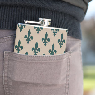 Cantil Fleur de Lis Pattern, Real Verde Francês em Creme