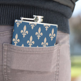 Cantil Fleur de Lis Pattern, Royal French, Cream on Blue