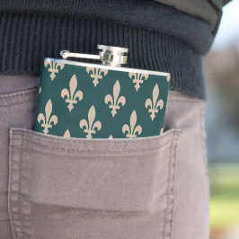 Cantil Fleur de Lis Pattern, Royal French Cream on Green