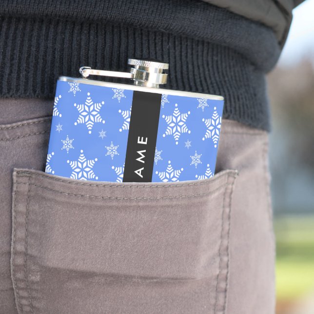 Cantil Flocos de neve brancos, azuis, seu nome, personali (In Situ)