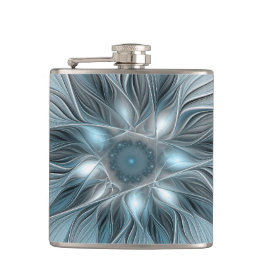 Cantil Flor Abstrata Alegre Azul Cinza Fractal Floral