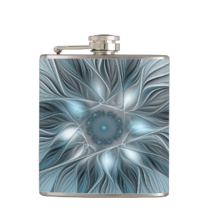 Cantil Flor Abstrata Alegre Azul Cinza Fractal Floral