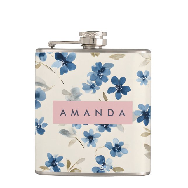 Cantil Flor Azul Pastel Personalizado (Frente)