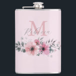 Cantil Flor de cor rosa-d-água, cor-de-rosa, branco-chic<br><div class="desc">As plantas elegantes florais e chicas botânicas cinzas de folhagem,  borrão,  monograma,  brindura de amêndoa.</div>