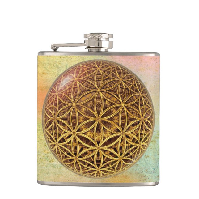 Cantil Flor de Vida / Blume des Lebens - ouro em grelha d (Frente)