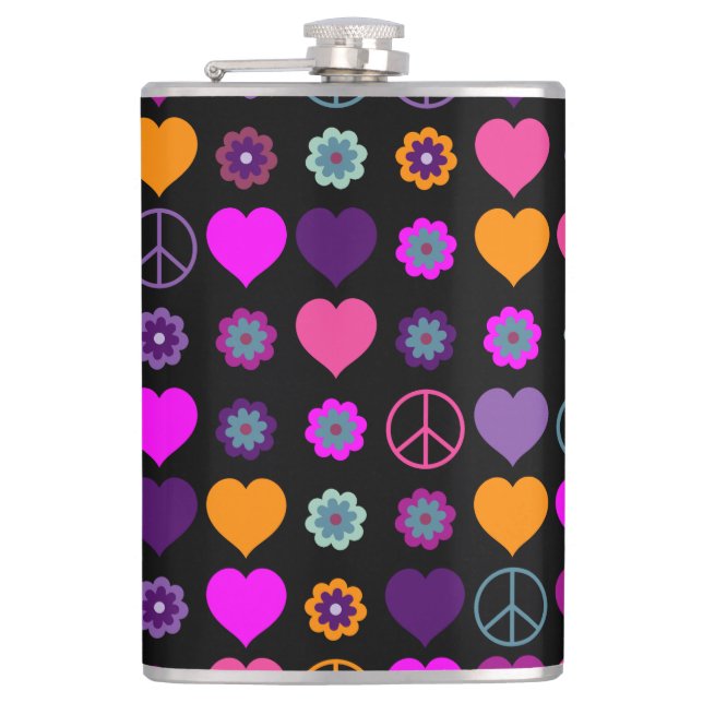 Cantil Flor Power Heart Peace Pattern + seu backgr. (Frente)