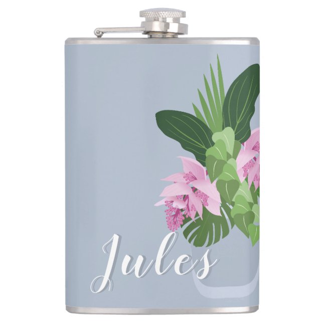 Cantil Flor rosa Tropical Medinilla Rosa em Nome de Vaso  (Frente)