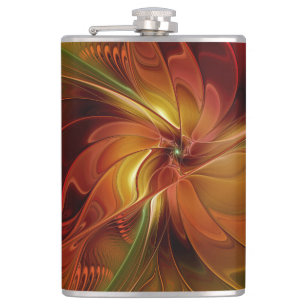 Cantil Flor verde-laranja-abstrato Vermelho Castanho-Cast