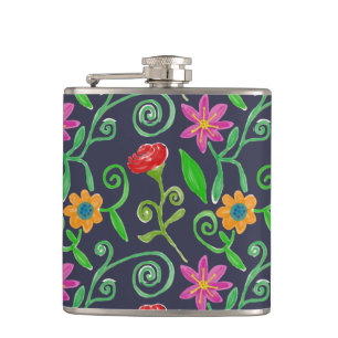 Cantil Floral Aquarela Caprichosa Azul Naval