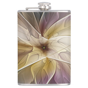 Cantil Floral Fantasy Dourada Eggplant Abstrato Art Fract