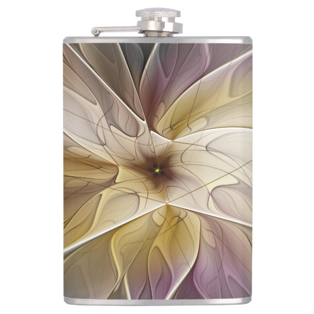 Cantil Floral Fantasy Dourada Eggplant Abstrato Art Fract (Frente)