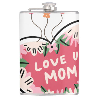 Cantil floral Heart "Love U. Mom" flask