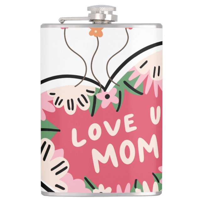 Cantil floral Heart "Love U. Mom" flask (Frente)
