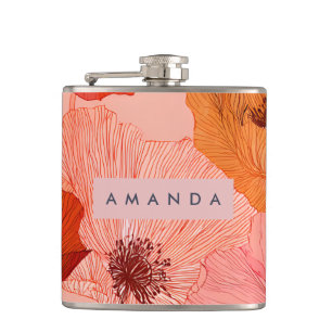 Cantil Floral Personalizado de Vermelho Vibrante e Papoul