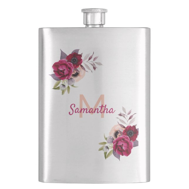 Cantil Florals burgundy name monograma (Frente)