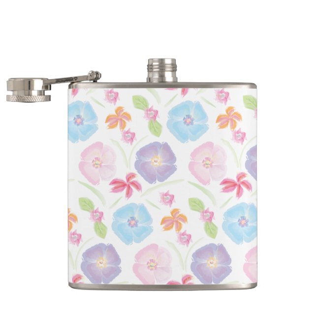Cantil Flores Aquarela Cor-de-Água Rosa Mole, Azul, Român (Aberto)