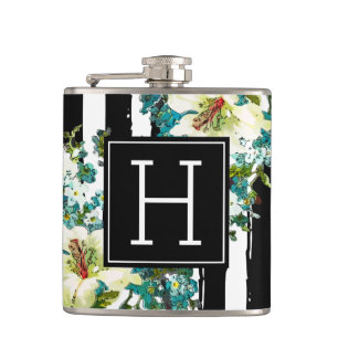 Cantil Flores Azuis e Brancas Elegantes com Monograma