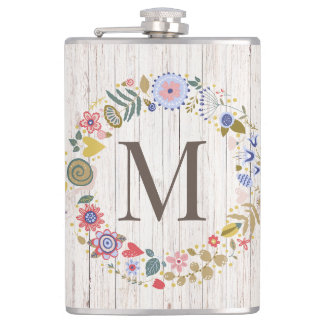 Cantil Flores brancas de madeira envelhecidas monogramas