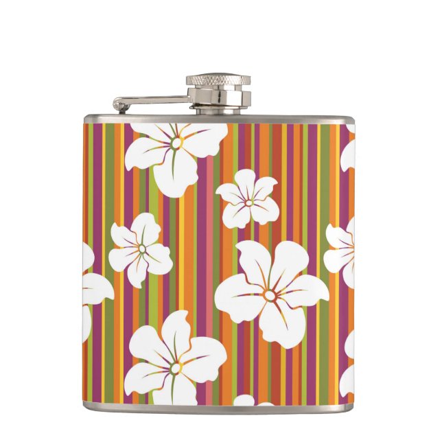 Cantil Flores brancas em um fundo listrado (Frente)