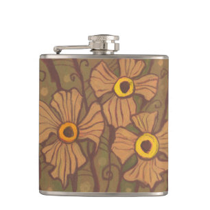 Cantil Flores de olhos amarelos, arte floral, marrom oliv