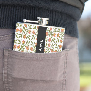 Cantil Flores Laranja, Padrão Floral, Boho, Seu Nome