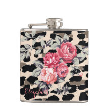 Flores Modernas Fofas em Impressão de Leopardo-Per