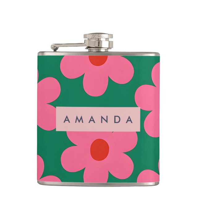 Cantil Flores Personalizadas de Margarida Rosa Retrô em V (Frente)