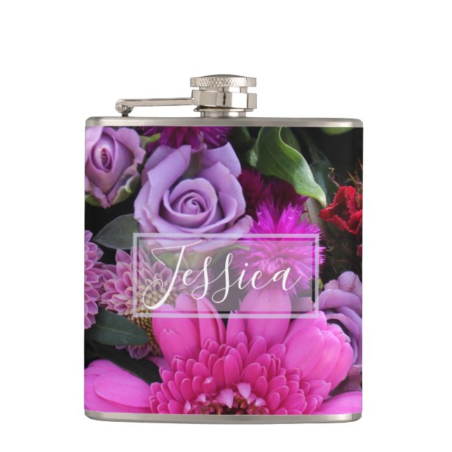 Cantil Flores Rosa e Violeta Personalizadas (Frente)