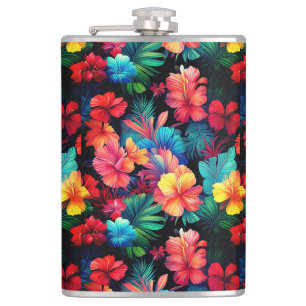 Cantil Flores Tropicais De Laranja Floral Com Folhas-6677