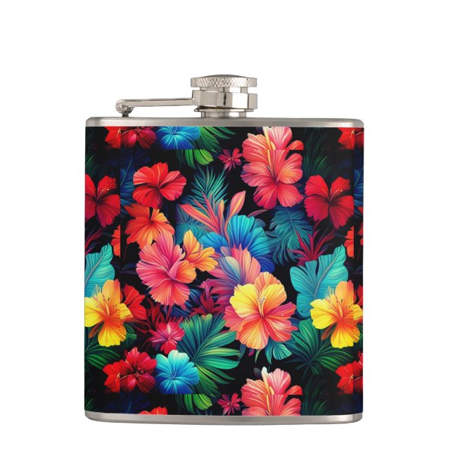 Cantil Flores Tropicais Laranja Floral Folhas-66771 (Frente)