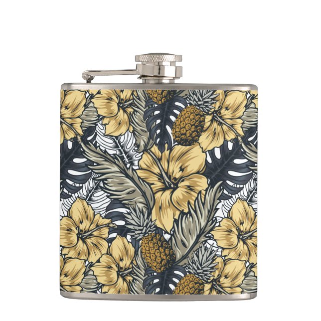 Cantil Flores Tropicais Negras Douradas Elegantes de luxo (Frente)