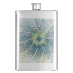Cantil Flourando Fantasia Moderna Azul Flor Fractal Verde
