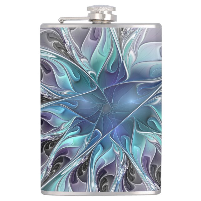 Cantil Flourar Abstrato Moderno Flor Fractal Com Azul (Frente)
