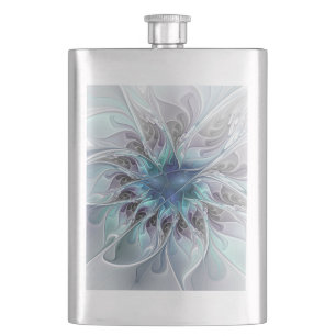 Cantil Flourar Abstrato Moderno Flor Fractal Com Azul