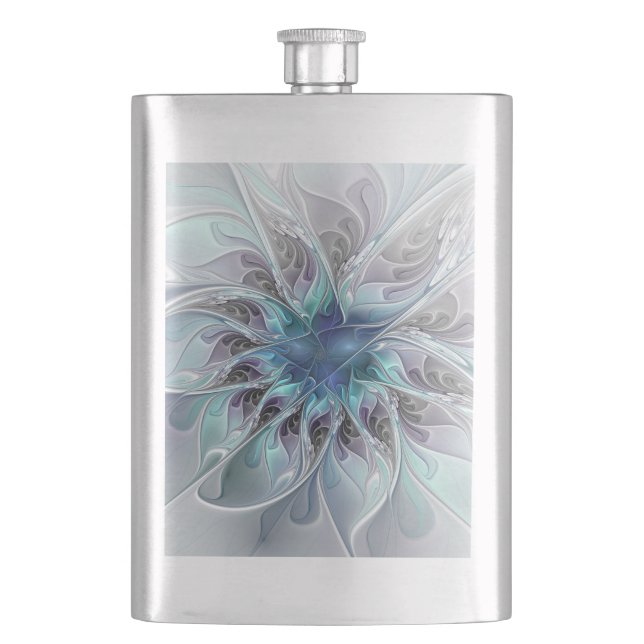 Cantil Flourar Abstrato Moderno Flor Fractal Com Azul (Frente)