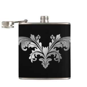 Cantil Flourish floral de prata na garrafa clássica pret