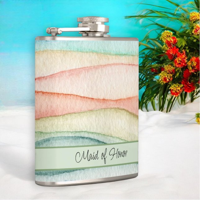 Cantil Fluxos de Aquarela de Madrinha de casamento Person (angle view of template flask)