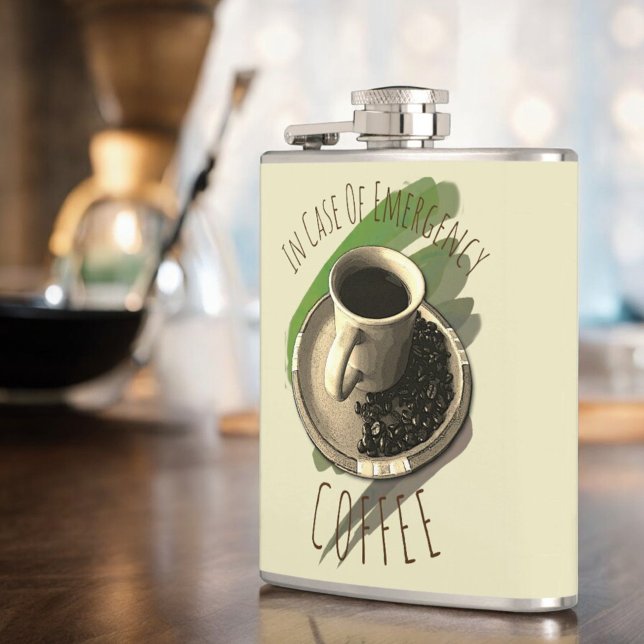 Cantil Folha de Feijão de Café Lover Cup Personalizado (flask front on angle)